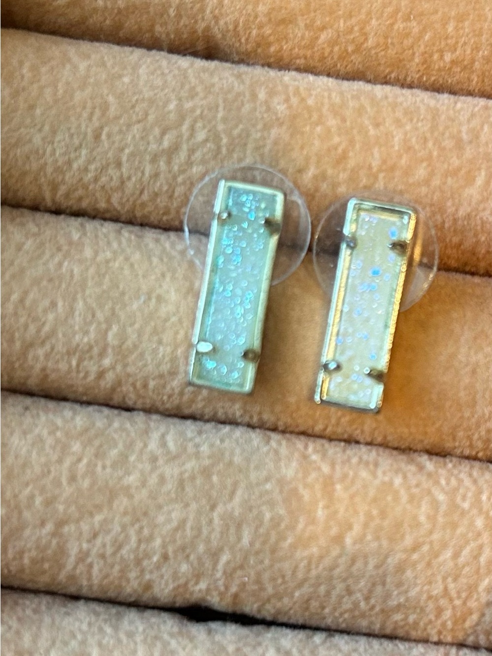 Kendra Scott Gold Iridescent Druzy Bar Stud Earrings - Picture 11 of 11